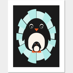 Baby and daddy penguins Posters and Art